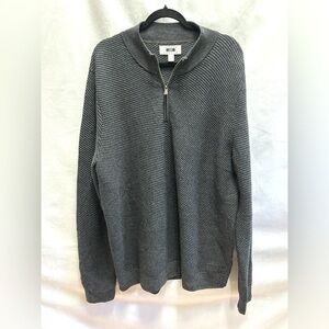 Joseph Abound 1/4 Zip-Up Mock Neck Gray Wool Blend Striped Sweater XXL